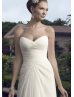 Sweetheart Neckline Ivory Pleated Chiffon Sweep Train Prom Dress